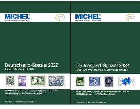 Goldhahn Set: MICHEL Deutschland-Spezial 2022 Band 1+2 komplett - Original 1A-Neuware Briefmarken für Sammler