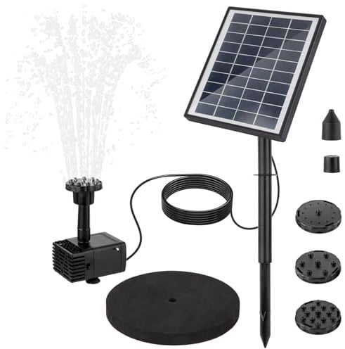 LESOLEIL Solar Teichpumpe 5,5W, Solar Springbrunnen mit Akku, Solar Panel, 6 Fontänenstile, Solar Wasserpumpe Solarbrunnen Schwimmender Fontäne Pumpe fürAußen Teich, Garten, Vogelbad