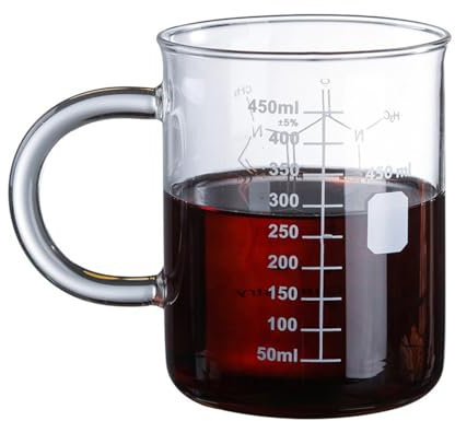 COSSIKA Ceramic Mug Chemistry Mug Borosilicate Glass Coffee Mugs with Handle and Measuring Durable Great for Lab Home Office Unique Gift