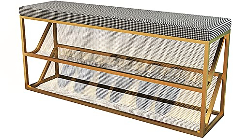 Schuh-Organizer, Schuhregal, Einstiegs-Schuhbank mit bequemem Kissen, ③-stufige Metallgitter-Schuhregal-Bank, Schuh-Organizer, Moderne Schuhaufbewahrungsbank für den Flur, Eingangsbereich-Mö