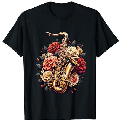 Chemise saxophone fleur rose saxophoniste hommes, femmes, enfants, adolescents T-Shirt