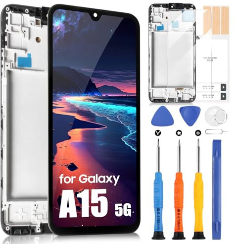Écran LCD pour Samsung Galaxy A15 4G/5G LCD Display pour Galaxy A15 4G/5G SM-A155F SM-A156B Écran Tactile Digitizer Full Assembly avec Réparation Kit (6,5, Noir avec Cadre)