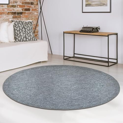 casa pura Teppich rund 100cm Durchmesser, Hellgrau Rutschfester & Flacher Flurteppich, Wohnzimmerteppich, Küchenteppich, Schlafzimmerteppich ideal auch als Schreibtischstuhl Unterlage, London