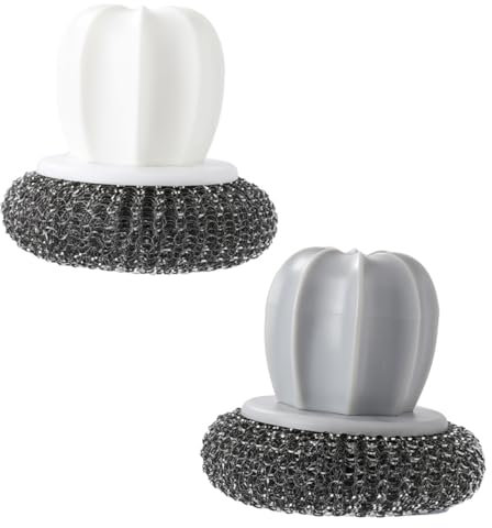TOPBATHY 2stücke Topf Bürsten Mit Griff Mini Stahl-draht-schrubber Für Küche Kratzfrei Effektive Reinigung Kaktus-Design Langlebig Komfortable Handhabung Hausputz-Werkzeug