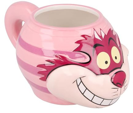 Elbenwald taza en diseño 3D para fans de Alicia en el País de las Maravillas - diseño gato de Cheshire - 10 x 9 x 16 cm - 500 ml - cerámica - rosa