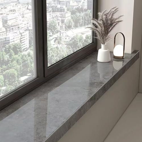 Fensterbankschutz mit grauem Marmor-Finish, dekorative Fensterbank-Abdeckplatte für das Wohnzimmer, feuchtigkeitsbeständige Fensterbank-Schutzabdeckungen (100 x 12 cm)