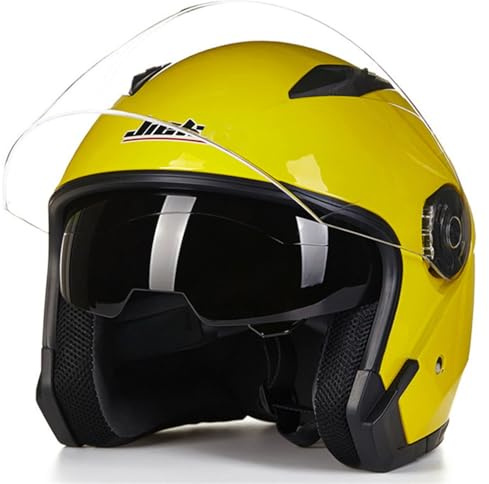 Jethelm mit Visier ECE/DOT Zertifiziert, Roller Helm Mopedhelm Ideal Für Motoroller,Herren und Damen | Komfortabler Motorradhelm, Roller Helm Fashionhelm,Jet Helm mit Sonnenblende H,M(57-58CM)