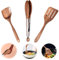Raheem 3 Stück 30cm Küchenutensilien Set Holz 2 Stück Pfannenwender Holz +1 Stück Holzzange Küche Olivenholz ideal für BBQ, Salat, Toaster Kchen Spatel Set Schutz Vor Kratzer für Pfanne,Hitzebestndig