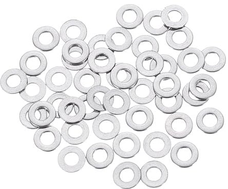 sourcing map 50 Pcs M2.5 Flat Washer, 2.5x6x0.5mm Thickened 304 Stainless Steel Flat Spacers for Screw, Bolt, Automotive, Industrial Machinery