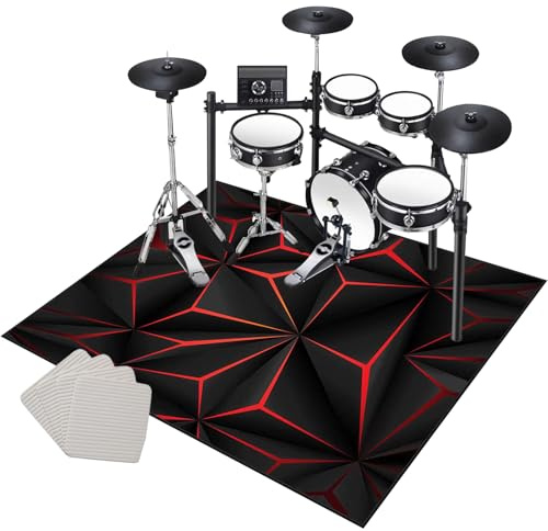 Drum Teppich Schlagzeug Teppich 200 x 160 cm rutschfeste Trommel Teppiche Schlagzeugteppich Schallschutzdecke Schlagzeugmatte Elektronisches Jazz Schlagzeug Kit für Bass Snare Drum Schlagzeug Matte