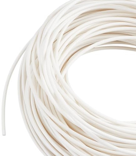 BENECREAT 40m di Cordoncino di Schiuma di Plastica Rigida per Tappezzeria, Cordino per Tubi In Plastica PVC Bianco Da 3mm per Divano, Sedia, Runner Da Tavolo, Materasso, Decorazione Della Tenda