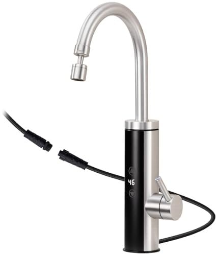 HOMELODY Elektrischer Wasserhahn mit Durchlauferhitzer 230V, Wasserhahn Küche mit Touch-Temperaturregler & LED-Display, Anti-Spritz Edelstahl Küchenarmatur, Durchlauferhitzer Küche, Garten & Camping