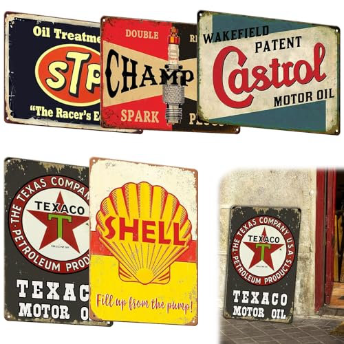 5er Set Retro Blechschild Garage Deko, 20x30 cm Retro Blechschilder Motorrad, Garage Blechschild, Blechschilder Motorrad Deko Personalisiert, Geburtstagsgeschenk für Männer