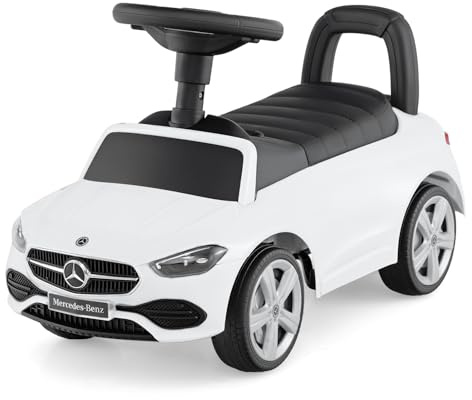 GOPLUS Rutschauto Mercedes-Benz, Rutschfahrzeu mit Lenkrad, Hupe, Motorgeräusch & Stauraum unter dem Sitz, Spielzeugauto Fahrspielzeug für Kinder von 1–3 Jahren, 65 x 28 x 38 cm (Weiß)