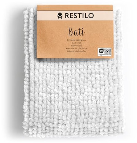 RESTILO Badematte 70x120 cm Badvorleger Badteppich rutschfest Bati Weiß