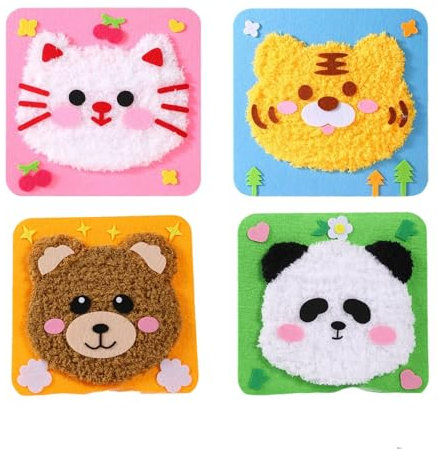 fufupaw 4 Stück Nähset Kinder, Nähspass für Kinder, Nähset Kinders Nähmaschine, Kindernähmaschine, Näh Set Kinders DIY Kreativ Geschenk, Ideal für Freizeit, Schule und Geschenke