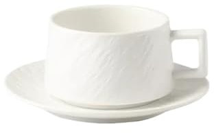 QBSHLHT Ensemble De Tasses À Café Et Soucoupes En Céramique Rétro, Petite Tasse À Café Haut De Gamme De Style Européen De Grande Valeur, For La Maison, 250ml tasses à cappuccino en céramique(White)