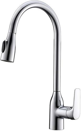 KJHONG Spültischarmaturen Küchenarmatur Moderne Spültischarmatur Sprüher 360° schwenkbar, Auslauf Pull Down Wasserhahn Monoblock Single (B)