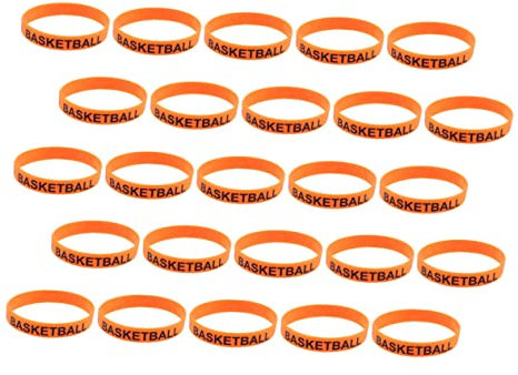 GANAZONO 50 Stück Basketball Armbänder Silikon Sportarmband Elastisch Unisex Basketball Print Sportaccessoire Freizeit