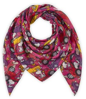 CODELLO Peanuts Tuch aus recyceltem Polyester mit fahrendem Snoopy-Allover-Motiv (red)