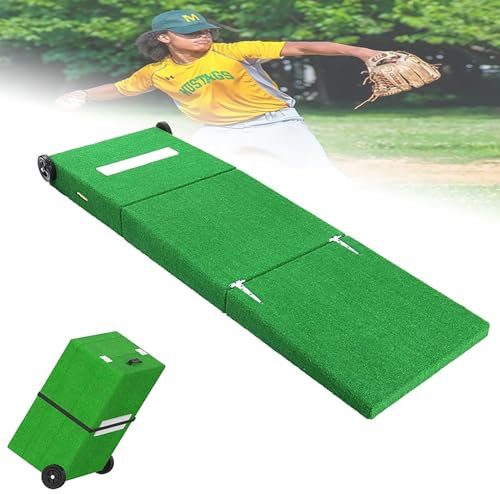 Portable Baseball Pitcher's Mound with Antifade Turf, Indoor Outdoor Pitching Practice and Training Equipment, Non-Slip Bottom and Carry Handles