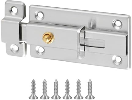 Door Lock Bolts 85mm, Stainless Steel Door Latch, Sturdy Bolts Lock with Screws for Securing Internal Doors, for Bathroom Bedroom Cupboard, Brushed