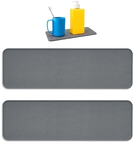2 PCS Stone Drying Mat Kitchen, Stone Bath Mat Quick Dry Sink Dish Drying Water Absorbent Coasters, Modern Home Bathrooms Kitchens Plants and Toiletries Instant Dry Sink Organizer Tray