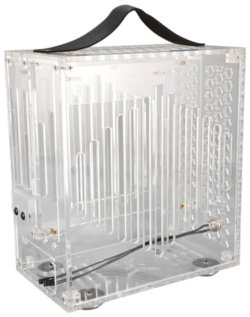 Keenso Miniature ITX Clear Acrylic Portable Gaming PC Case 360 Degree Hollow Airflow for DIY Gamers (Transparent)