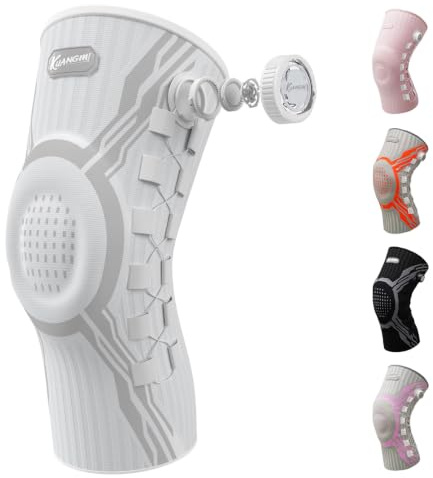 Kuangmi Kniebandage mit Drehknopf (verstellbar) - Für Schmerzlinderung, Sport, Gelenkrehabilitation und den Alltag, Lang-WLM