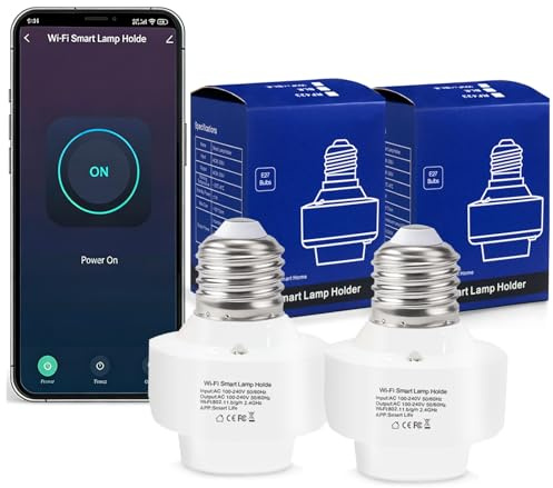 QIACHIP WIFI Lampenadapter e27,Smart Light Bulb Socket,Lampenfassung Alexa mit Timer,Glühbirnen Adapter Converter per Tuya Smart Life,Max.500W