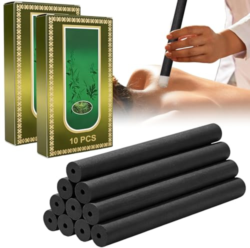 20 Stücke Rauchfreie Moxa Rollen, 12mm x 120mm Hohl-Design Moxa Zigarren, Moxibustion Column Stick, Akupunktur Therapie für Milde Moxibustion Gesundheitspflege Körperteilheilung