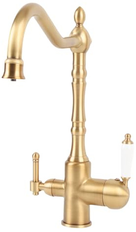 CHICIRIS Robinet de Salle de Bain, Mitigeur de Lavabo à 2 Poignées en Laiton Antique de Luxe avec Bec Rotatif à 360 Degrés et Sortie Haute, pour Meuble de Lavabo, Camping-car