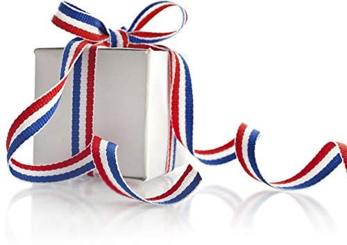 TRIXES Rolle dekoratives 45m x 10mm Nylon Band Französische Trikolore Rot Weiß Blau für den Tag zum Sturm auf die Bastille, für Kunst Handwerk und andere nationale Feierlichkeiten patriotisches Banne