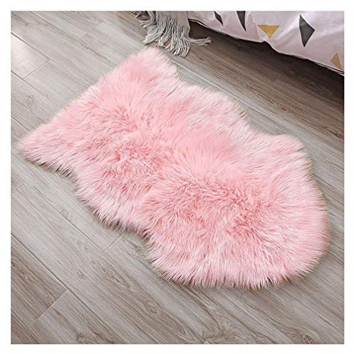 JSM Faux Lammfell Schaffell Teppich (75 x 120cm) Lange Haare Flauschig Lammfellimitat Teppich kunstfell Fell Bettvorleger Wohnzimmer Nachahmung Wolle Sofa Matte (Rosa)