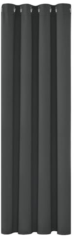 Deconovo Verdunkelungsvorhang Ösen Thermogardine Gardinen Blickdicht Blickdicht Dicke Thermogardine Kälteschutz warm Hitzeschutz, 138x132 cm(HöhexBreite), Dunkelgrau, 1 Stück