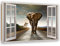 Feeby - Wandbilder Wohnzimmer 60x40 cm, Deko Paneel Bilder, Bilder für Schlafzimmer, Echter Gemalter Effekt, Moderne Wanddeko, Gemälde - Fensterblick, Elefant - Grau