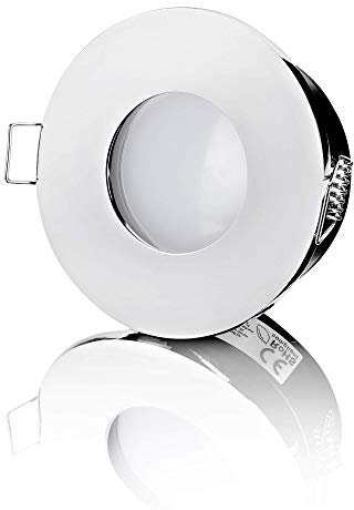 lambado® LED Spots Flach für Badezimmer IP65 in Chrom - Moderne Deckenstrahler/Einbaustrahler für Außen inkl. 230V 5W Strahler warmweiß dimmbar - Hell & Sparsam