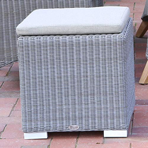 Beauty.Scouts Outdoor Collar Edition DEST Cubus, Beistelltisch San Diego, Aluminium, Polyrattan, Teakholz, 45x45x45 cm, Gartentisch, Garten, Gartenbeistelltisch, Balkonbeistelltisch