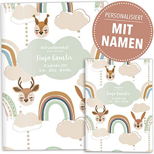 OLGS U-Heft und Impfpasshüllen Set Awesome World | Untersuchungsheft & Impfpass Hüllen personalisierbar mit Namen und Geburtsdatum - Uhefthülle, Impfpasshülle personalisiert, Sweet Rainbow