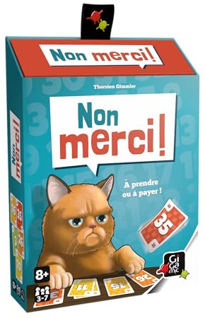 GIGAMIC - Nein Danke – Akzeptieren Sie die Karte, wenn Sie Punkte verlieren oder Sagen: Nein Dank? – EIN lustiges und einfaches Spiel für die ganze Familie – von 3 bis 7 Spielern – ab 8 Jahren.