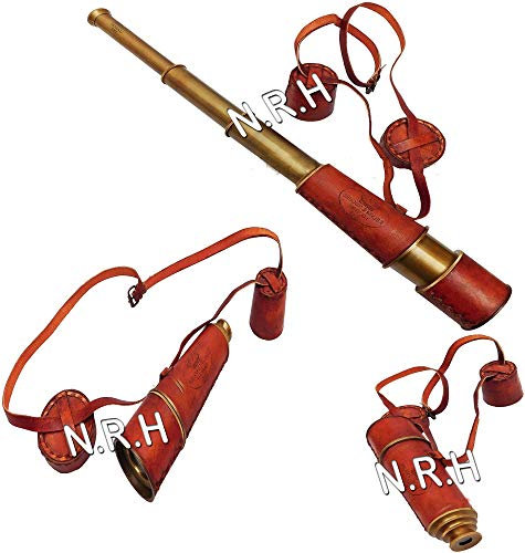 Marine-Spyglass-Teleskop aus Messing, mit Lederetui, 45,7 cm