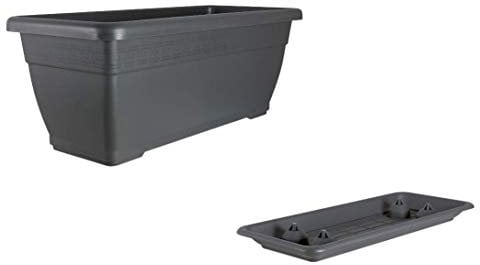 Fuchs seit 1895 Pot de fleurs Plato avec soucoupe assortie, couleur : anthracite, diamètre : 80 cm