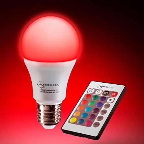 Auraglow Ampoule LED E27 à changement de couleur avec télécommande 10 W, 75 W, blanc chaud, intensité variable, 3e génération