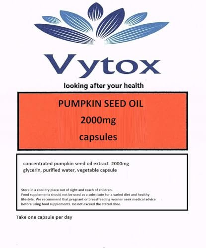 Pumpkin Seed Oil (2000MG) 240 Maximum Strength Capsules EFAs. Healthy Prostate, by vytox, Vegetarian.
