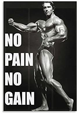 KFMD Fitness-Poster: Vintage Bodybuilding mit Arnold Schwarzenegger - 'No Pain No Gain', Dekoration für Innenbereich, Bar oder Café - Wandkunst, 50 x 75 cm