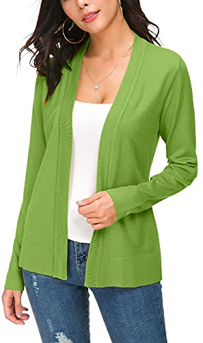 EXCHIC Donna Casuale Lunghe Maniche V Collo Aperto Fronte Maglia Cardigan (L, Oliver)