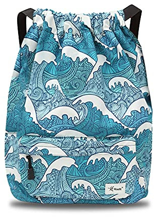 Risefit Waterproof Drawstring Bags String Backpack, Swim Bags PE Gym Bags Sports Backpacks Swimming Bags for Adults, Kids - Men Women Girls Boys