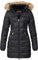 Geographical Norway Abeille Lady Distribrands - Parka Chaude Femme - Manteau Epais Capuche Fausse Fourrure - Blouson Coupe Vent Hiver - Doudoune Long Doublure (Noir XXL - Taille 5)