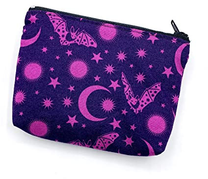 Fledermäuse La Luna Sterne Lila Pink Mini Portemonnaie Bats Geldbeutel Stoff