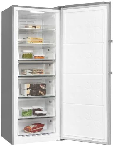 Exquisit® Congelador Vertical, 380L, Clase E, Material Acero Inox, Tecnología No-Frost, 5 Bandejas, 2 Compartimientos, Cajon BigBox XL, Enfriamiento Rápido, Consumo 282 kWh/año, Medidas 185,5x71x71 Cm